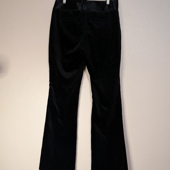 Banana Republic Black Velvet Tuxedo Pants Women’s 2 Wide Leg Flare Satin Trim - Picture 6 of 14